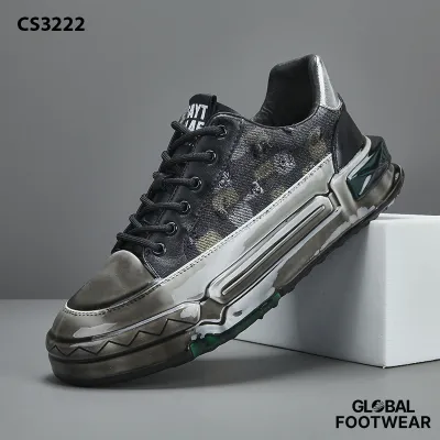 Leather cushion casual board high top shoes men's shoes